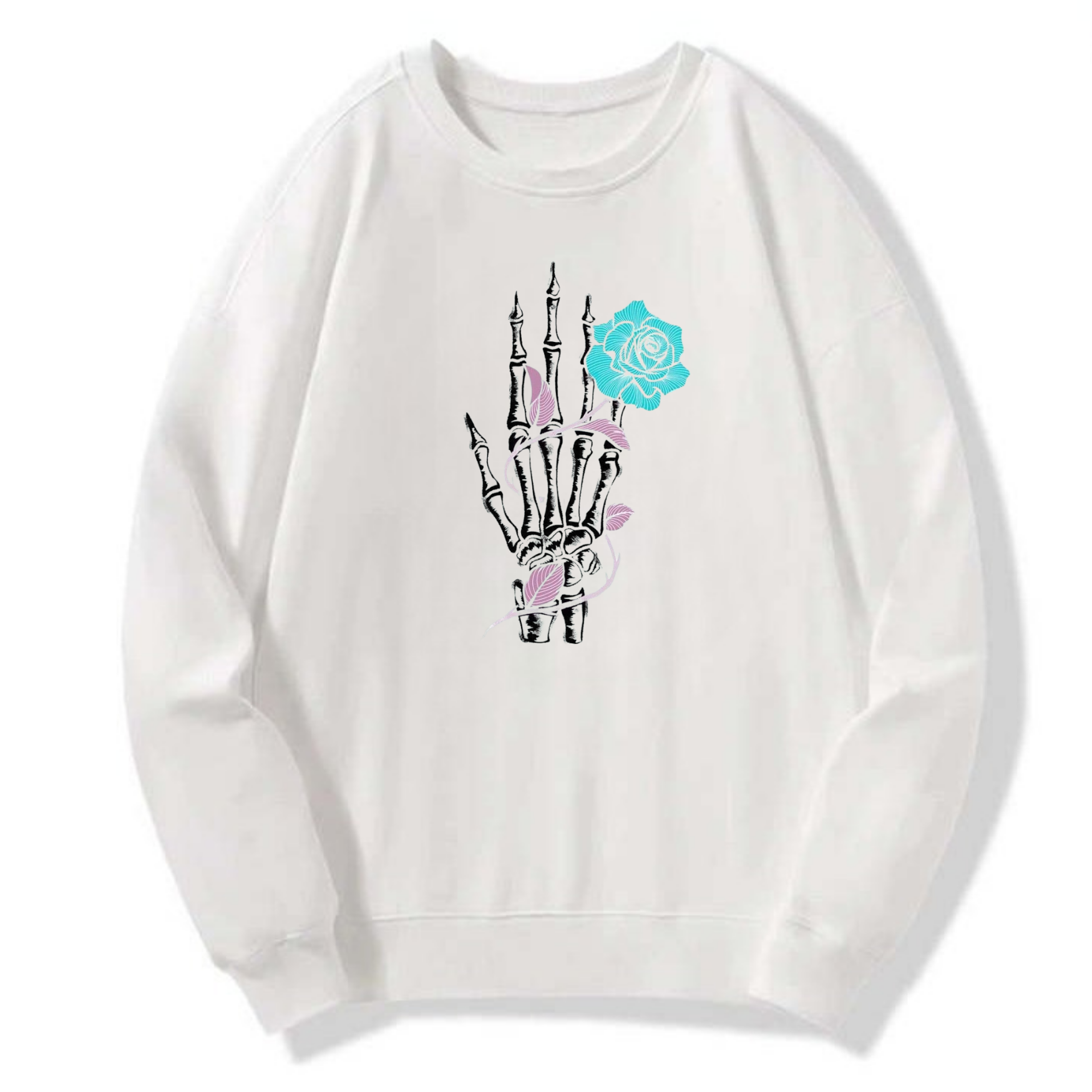 Skeleton Hand Rose Gothic Classic Sweatshirt - Image 4